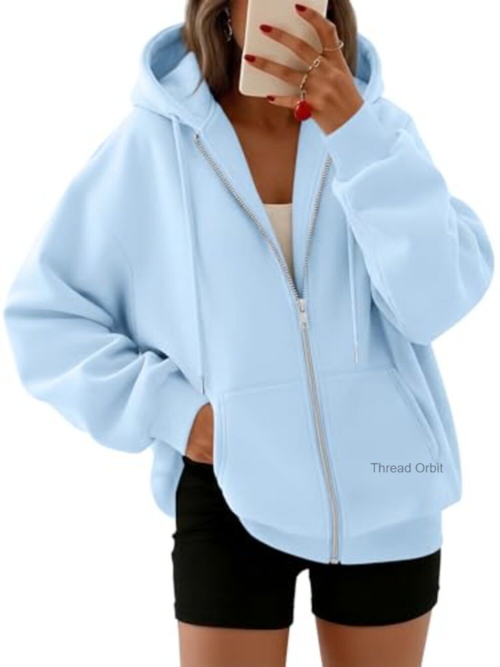 Women's Oversized Zip Up Hoodie Fleece Sweatshirt Loose Fit